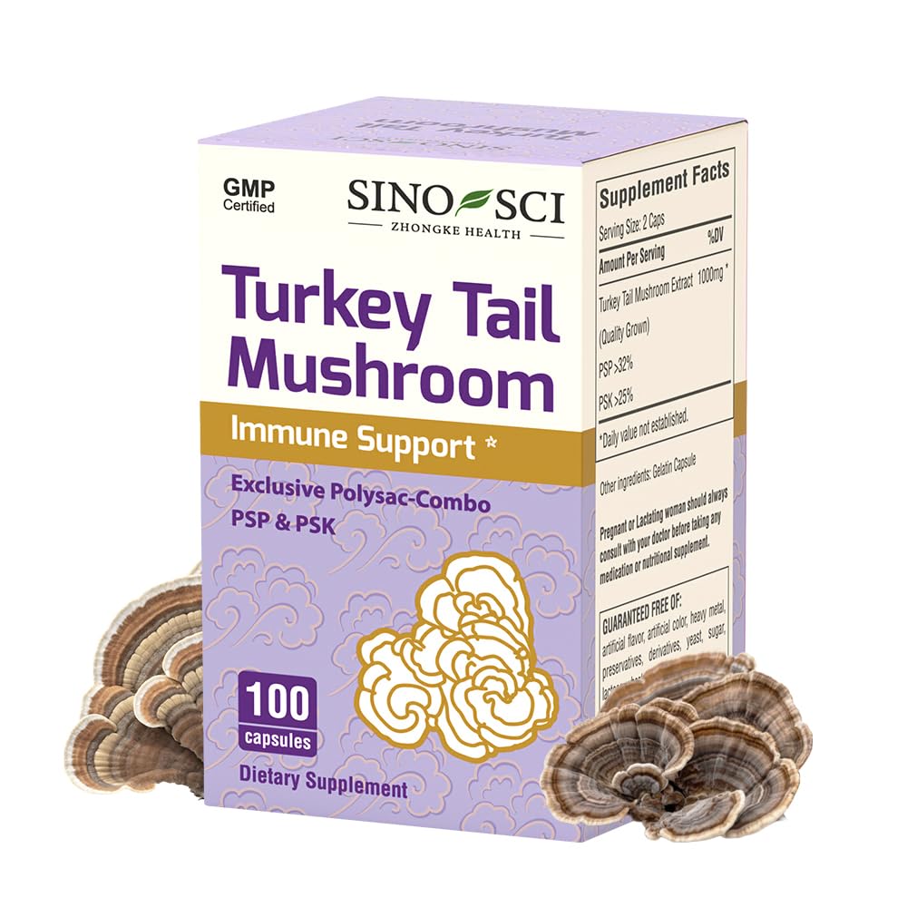 Sino-Sci Turkey Tail Mushroom PSK & PSP - 100 Capsules