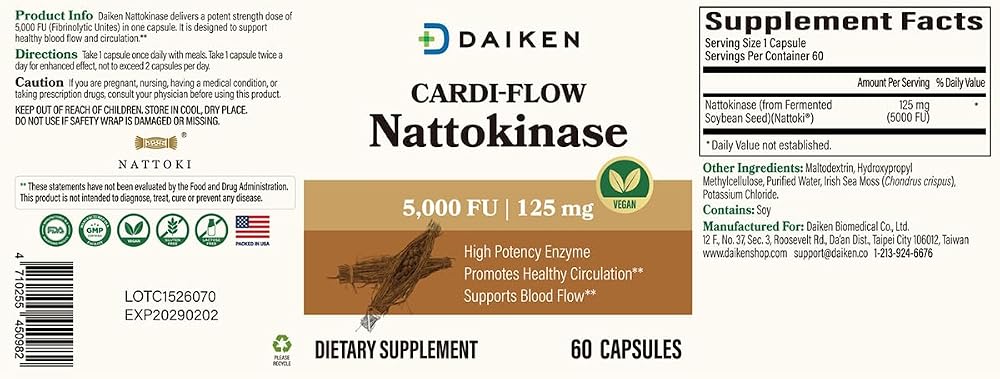 DAIKEN Nattokinase, 60 Capsules