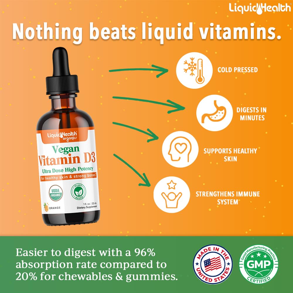 LIQUIDHEALTH Vitamin D3 4000 IU Liquid Drops for Immune Support - 3 Fl Oz - image 2