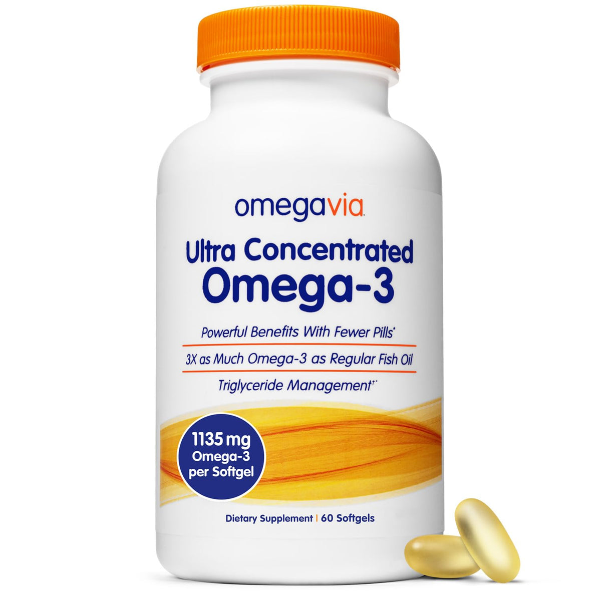 OmegaVia Ultra Concentrated Omega 3 Fish Oil 1135 mg - 60 Softgels