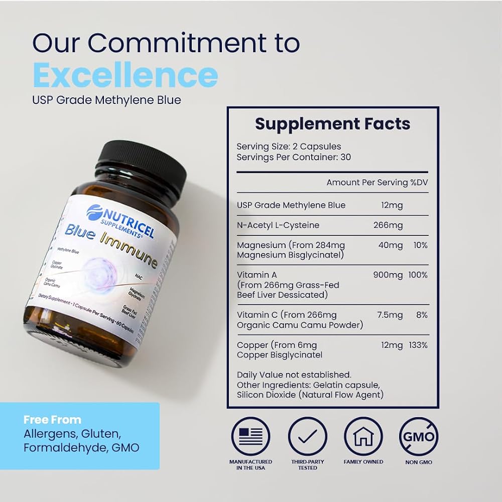 Nutricel Supplements Blue Immune Methylene Blue - 60 Capsules - image 7