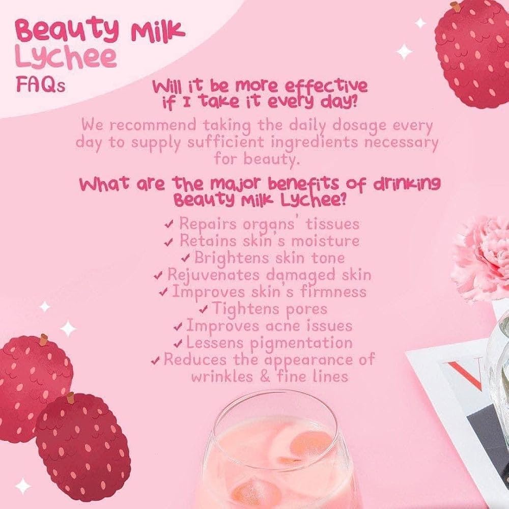 RosySkin Essentials Dear Face Beauty Milk Lychee Collagen Drink - 2 Pack - image 4