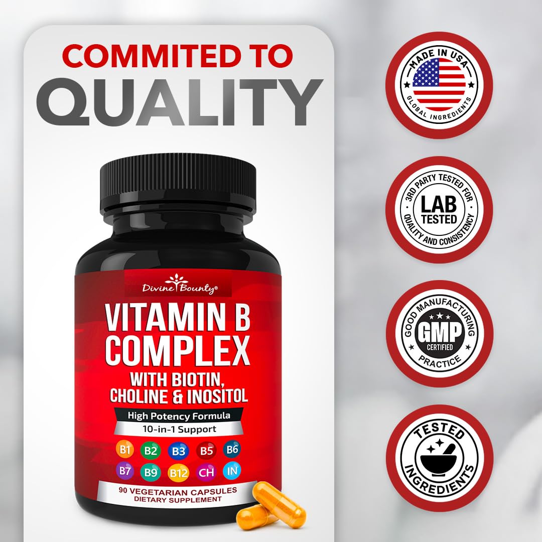 Divine Bounty Vitamin B Complex All B Vitamins - 90 Capsules - image 7