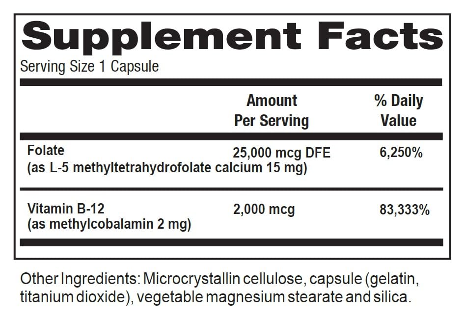 Denovo Plus B12 Supplement with L-Methylfolate - 30 Capsules - image 2