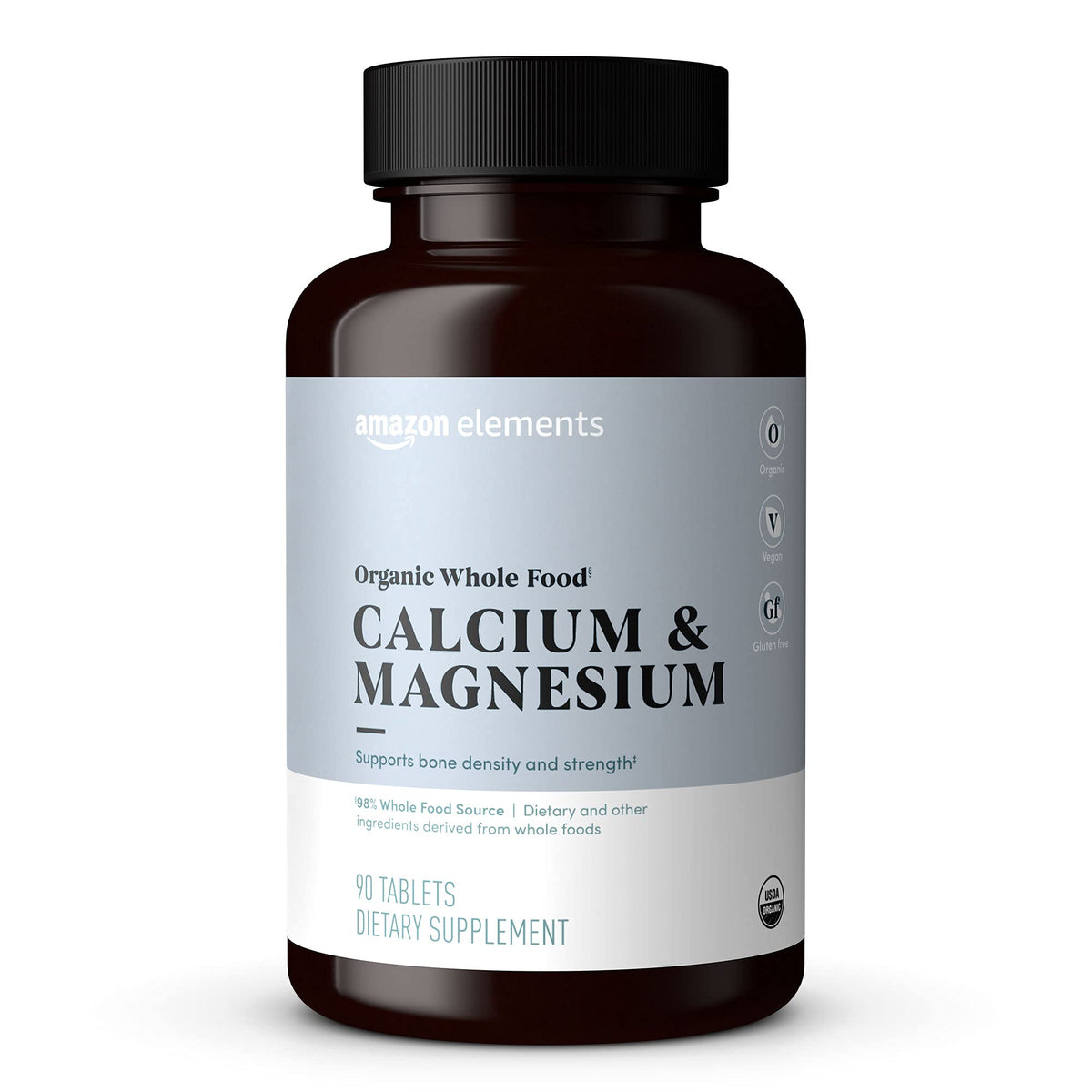 Amazon Elements Organic Whole Food Calcium & Magnesium - 90 Tablets