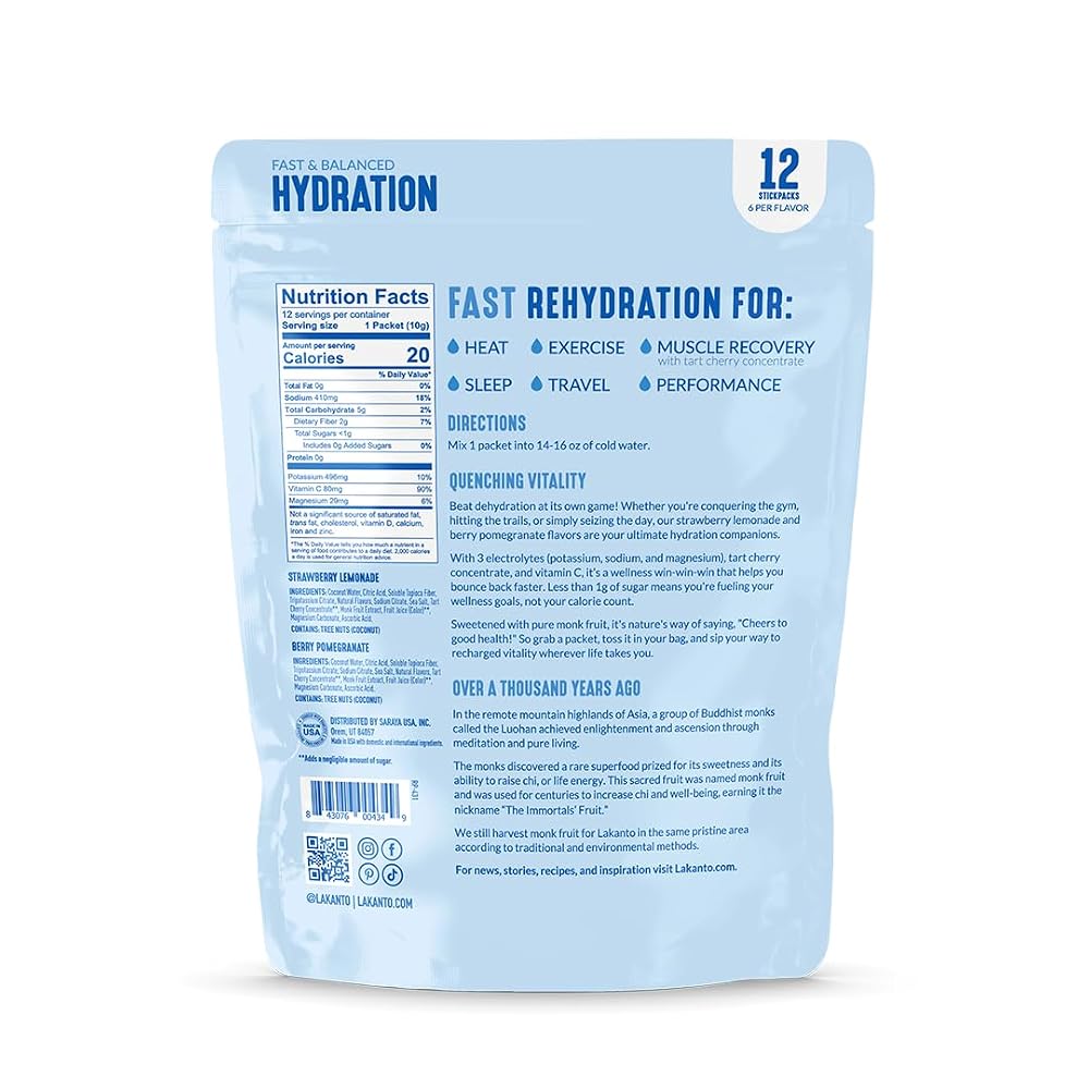 Lakanto Hydration Pack Electrolyte Drink Mix - 12 Sticks - image 2