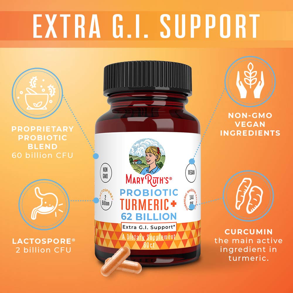 MARYRUTH'S Probiotic Turmeric Curcumin with GI Support - 60 Capsules - image 6