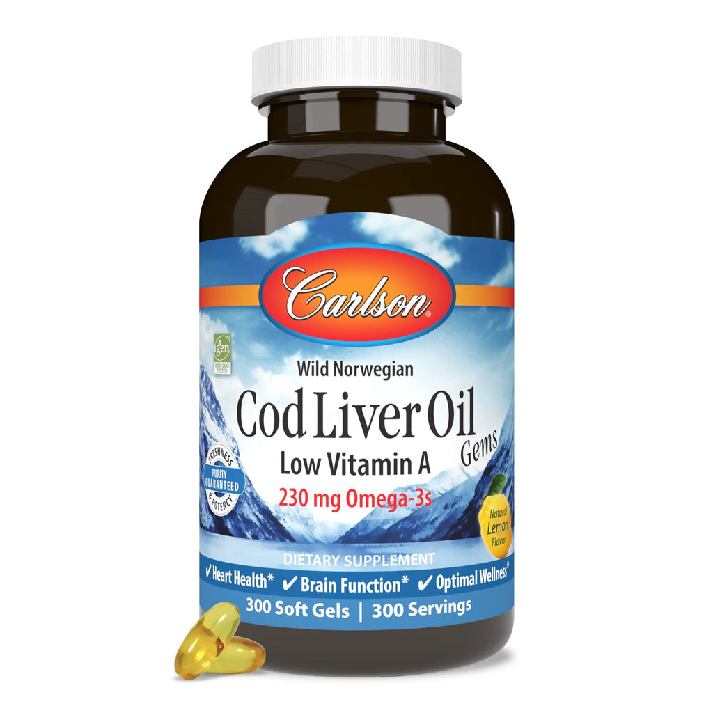 Carlson Cod Liver Oil Gems Low Vitamin A Omega-3 - 300 Softgels - image 5