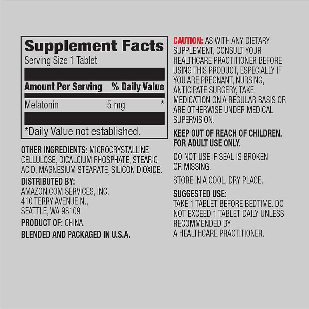 Amazon Elements Melatonin 5mg Capsules Sleep Support - 390 Count - image 2