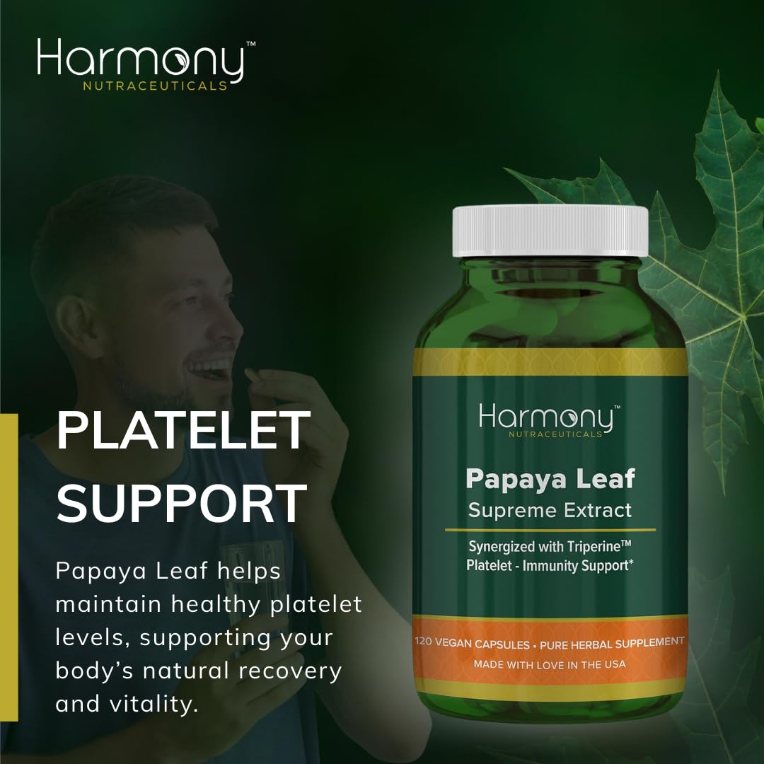 Harmony Nutraceuticals Papaya Leaf Extract - 120 Vegan Capsules - image 3