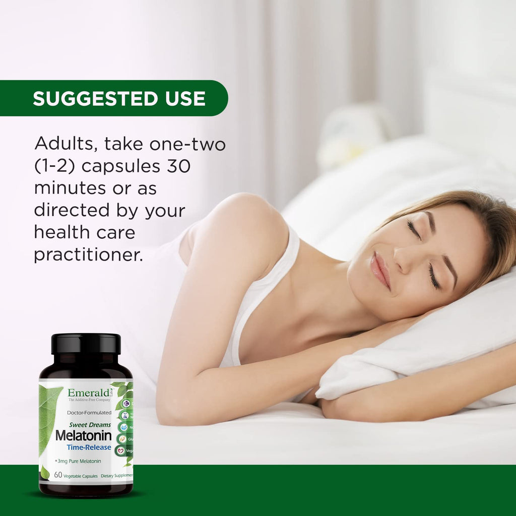 EMERALD LABS Sweet Dreams Melatonin Time-Release - 60 Vegetable Capsules - image 5