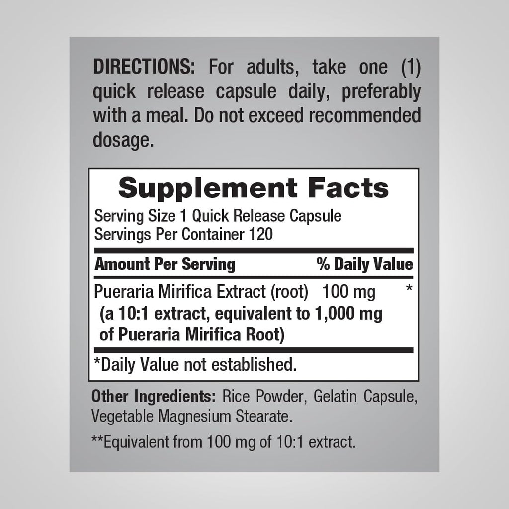 Piping Rock Pueraria Mirifica Capsules - 120 Count - image 2