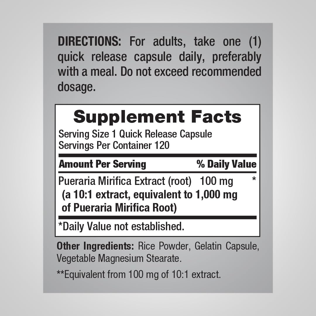 Piping Rock Pueraria Mirifica Capsules - 120 Count - image 2