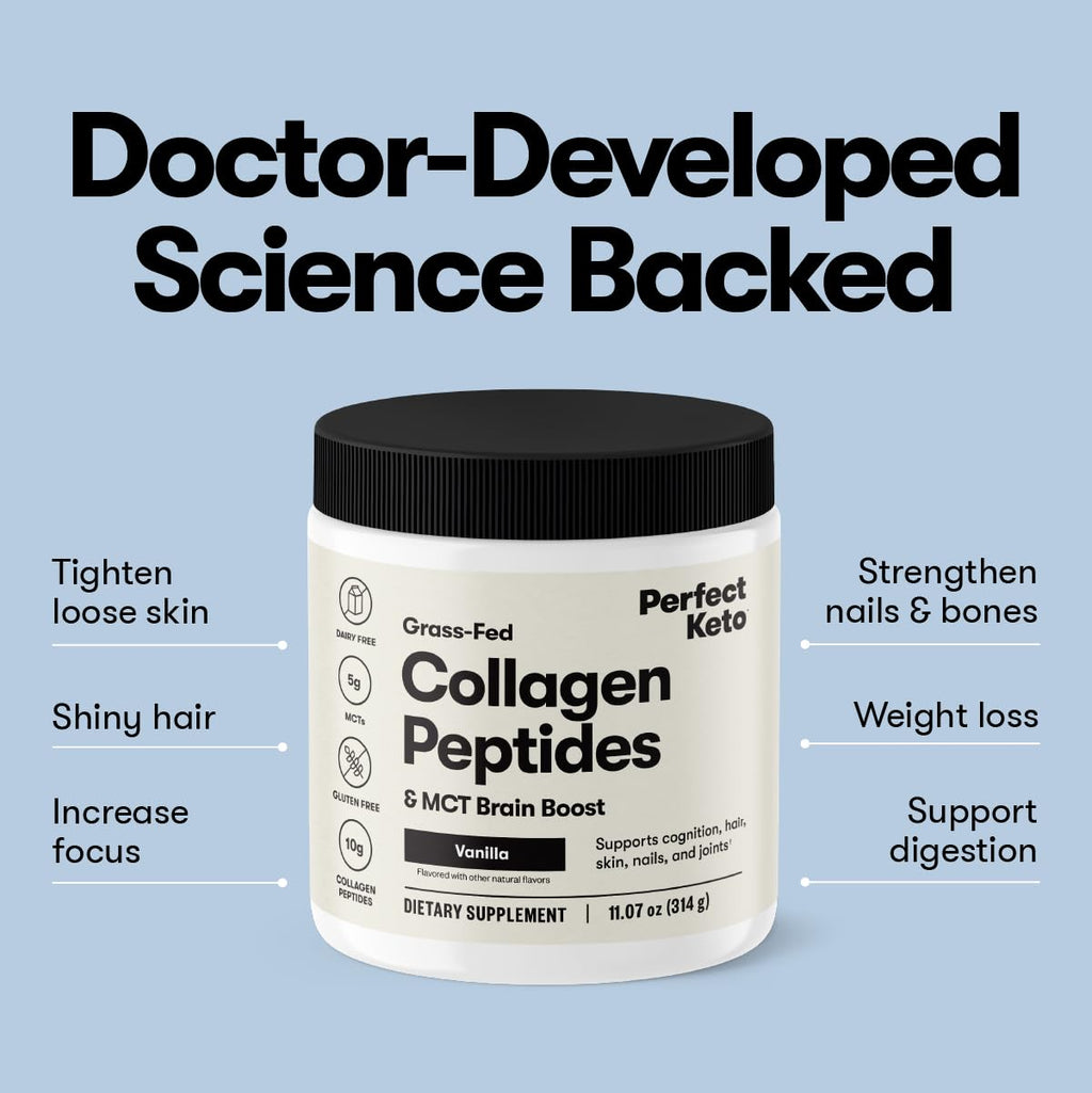 Perfect Keto Collagen Protein Powder with MCT Oil - Grassfed