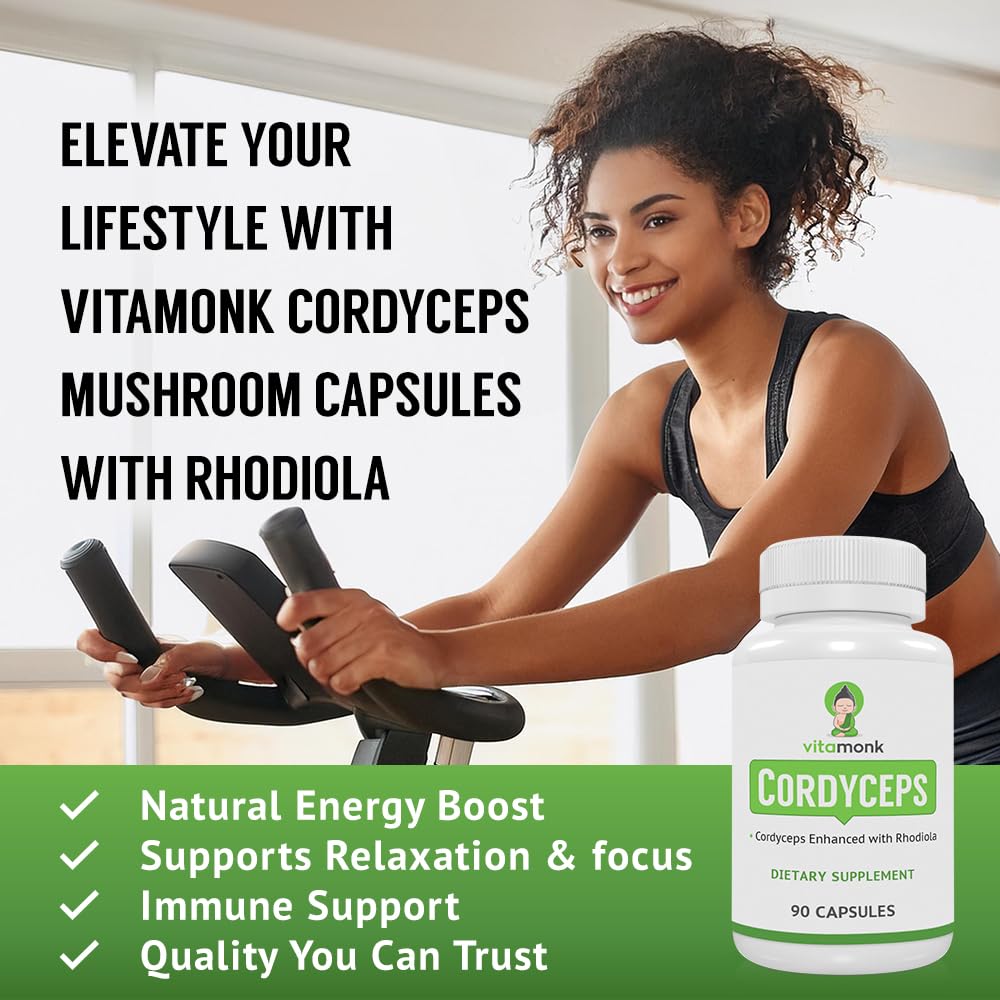 VitaMonk Cordyceps Mushroom Capsules with Rhodiola for Energy - 90 Count - image 5