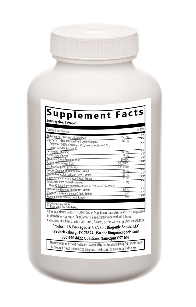 Biogenic Foods Digester Complex Digestive Enzymes - 180 Capsules - image 2