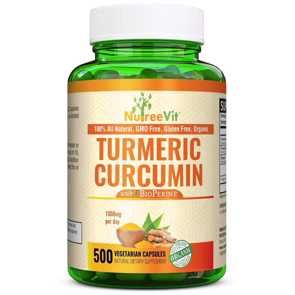 NutreeVit Pure Turmeric Curcumin 500mg - 360 Capsules