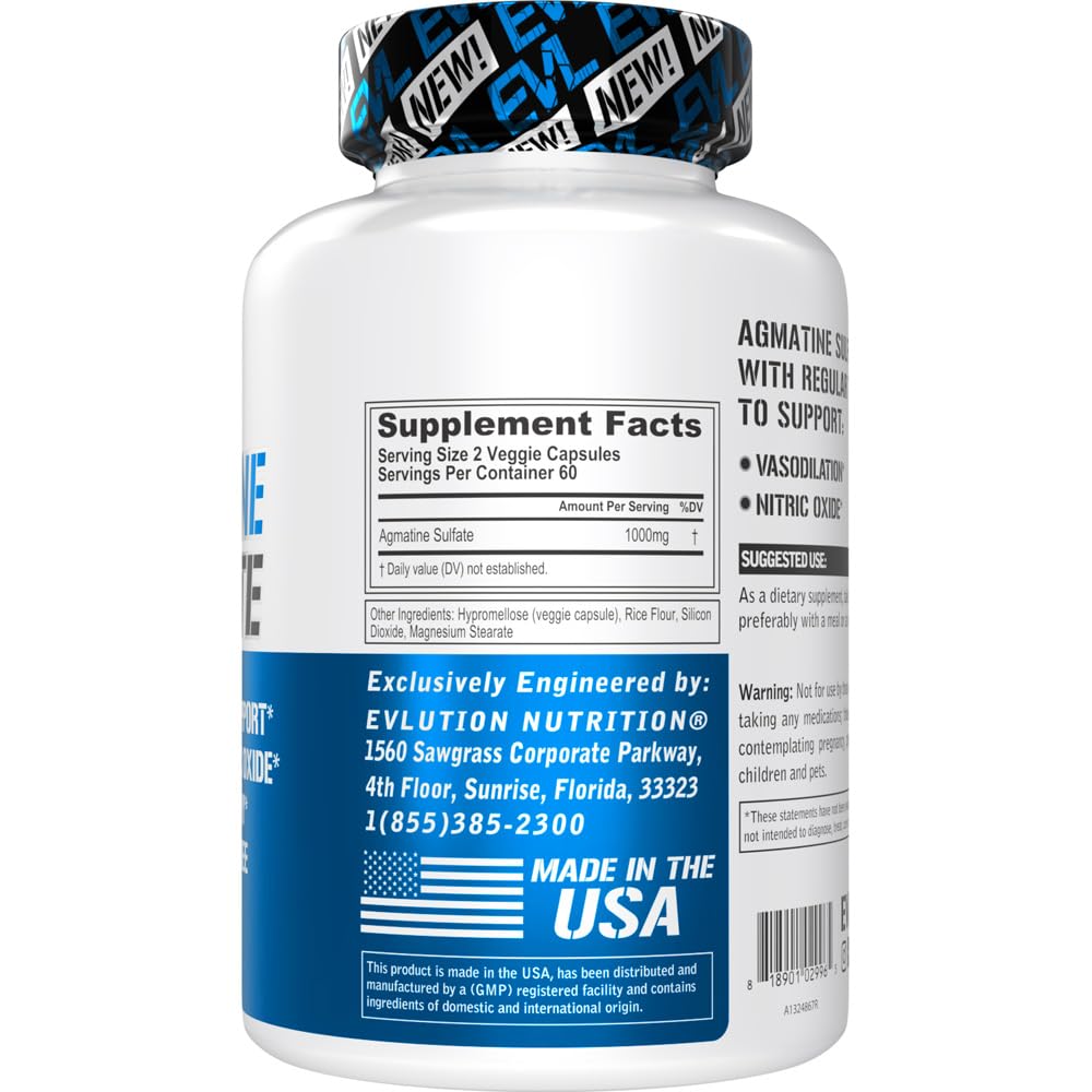 Evlution Nutrition Agmatine Sulfate 1000mg - 120 Capsules - image 2