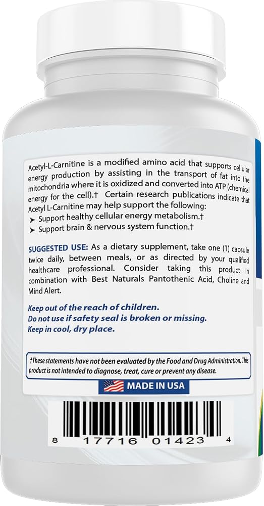 Best Naturals Acetyl L-Carnitine 1000 mg - 180 Capsules - image 7
