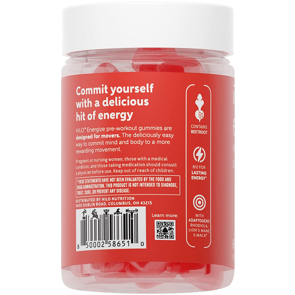 Hilo Nutrition Pre Workout Energize Gummies - 60 Count - image 2