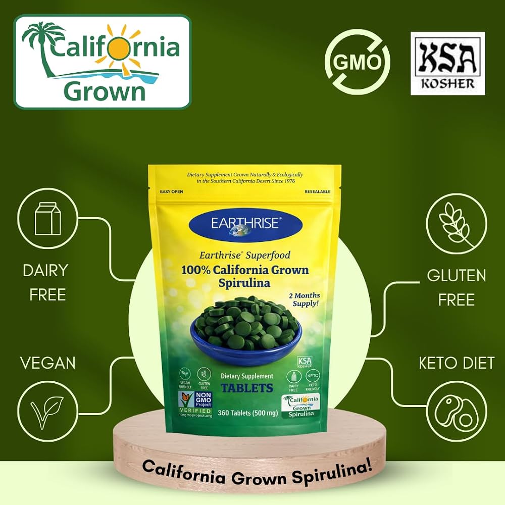Earthrise Superfood California Grown Spirulina 500mg Tablets