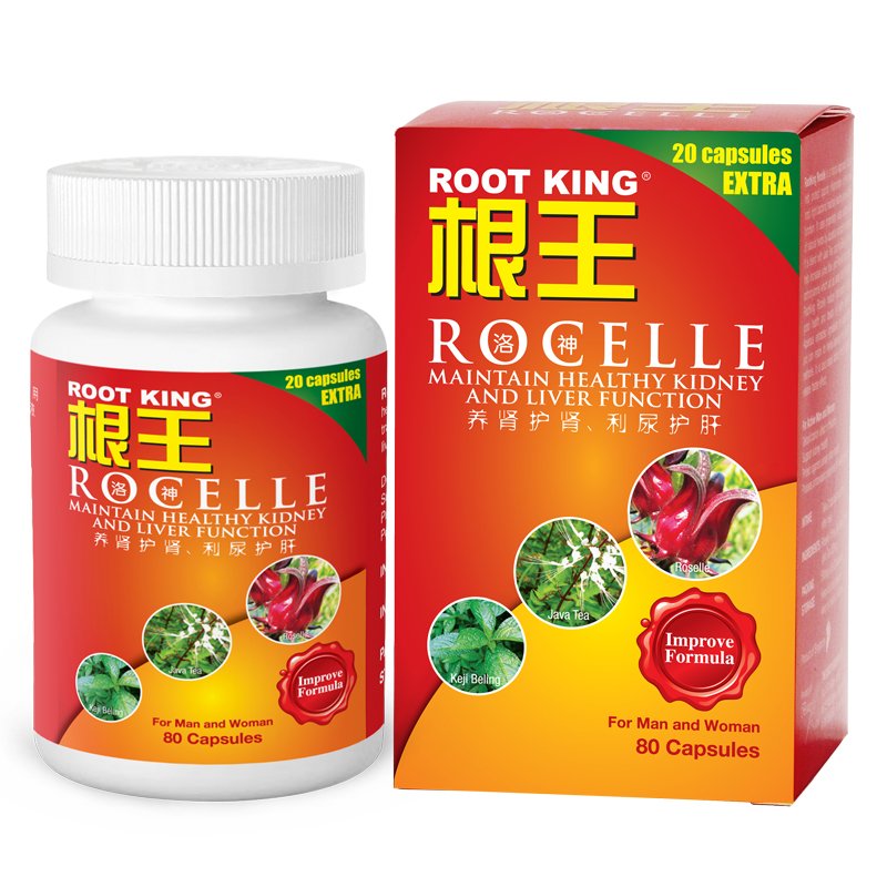 ROOT KING Rocelle Rosella Herbal Supplement - 80 Capsules