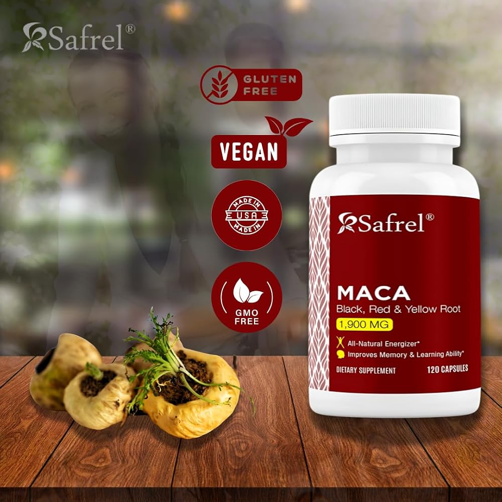Safrel Organic Maca Root Triple Blend 1900 MG - 120 Vegan Capsules - image 2