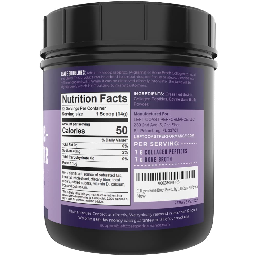 Left Coast Performance Collagen Bone Broth Powder - Grass Fed