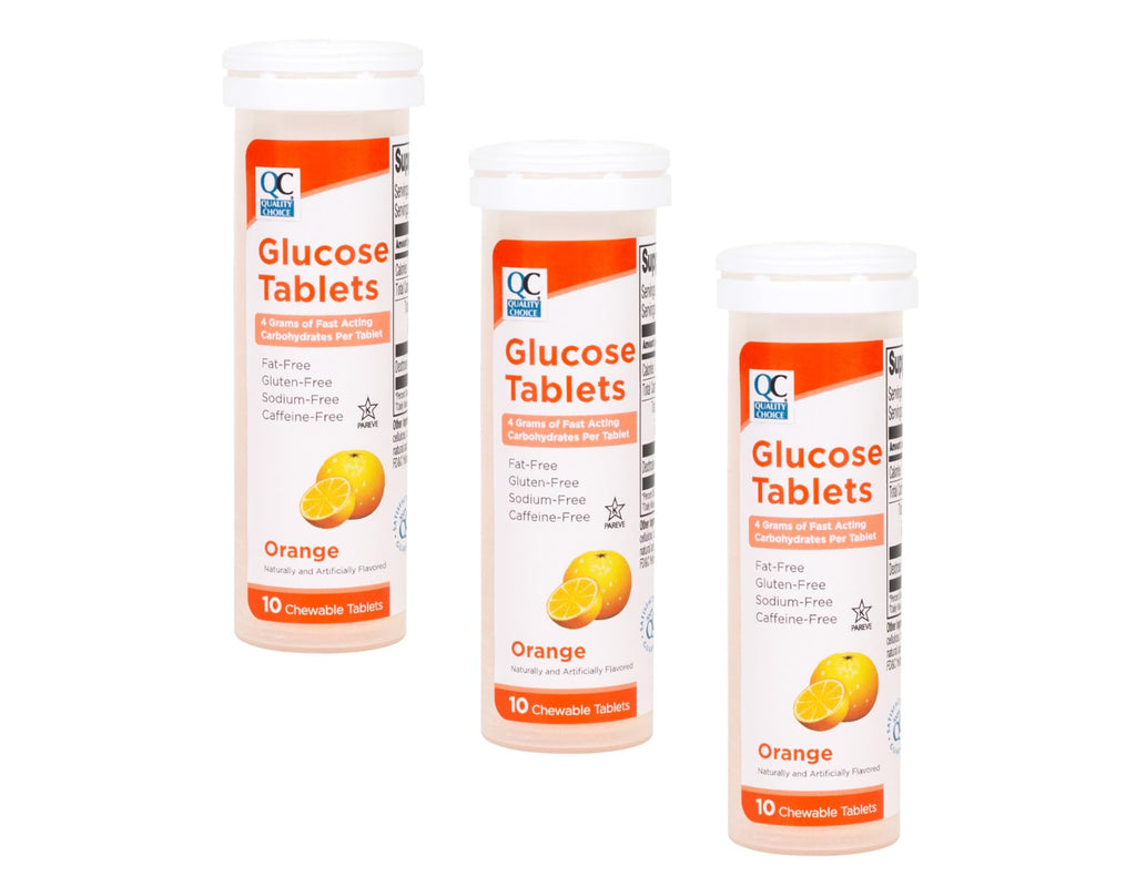 Quality Choice Fast Acting Glucose Tablets Orange Flavor - 30 Tablets