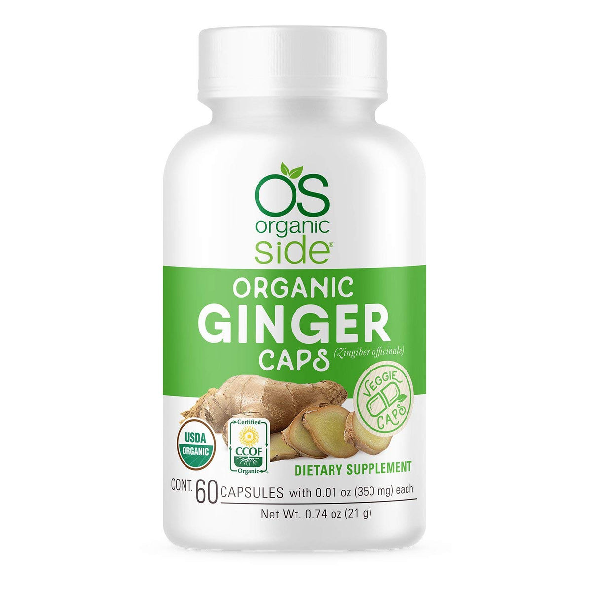 OS Organic Side Organic Ginger Capsules for Digestive Support - 60 Capsules