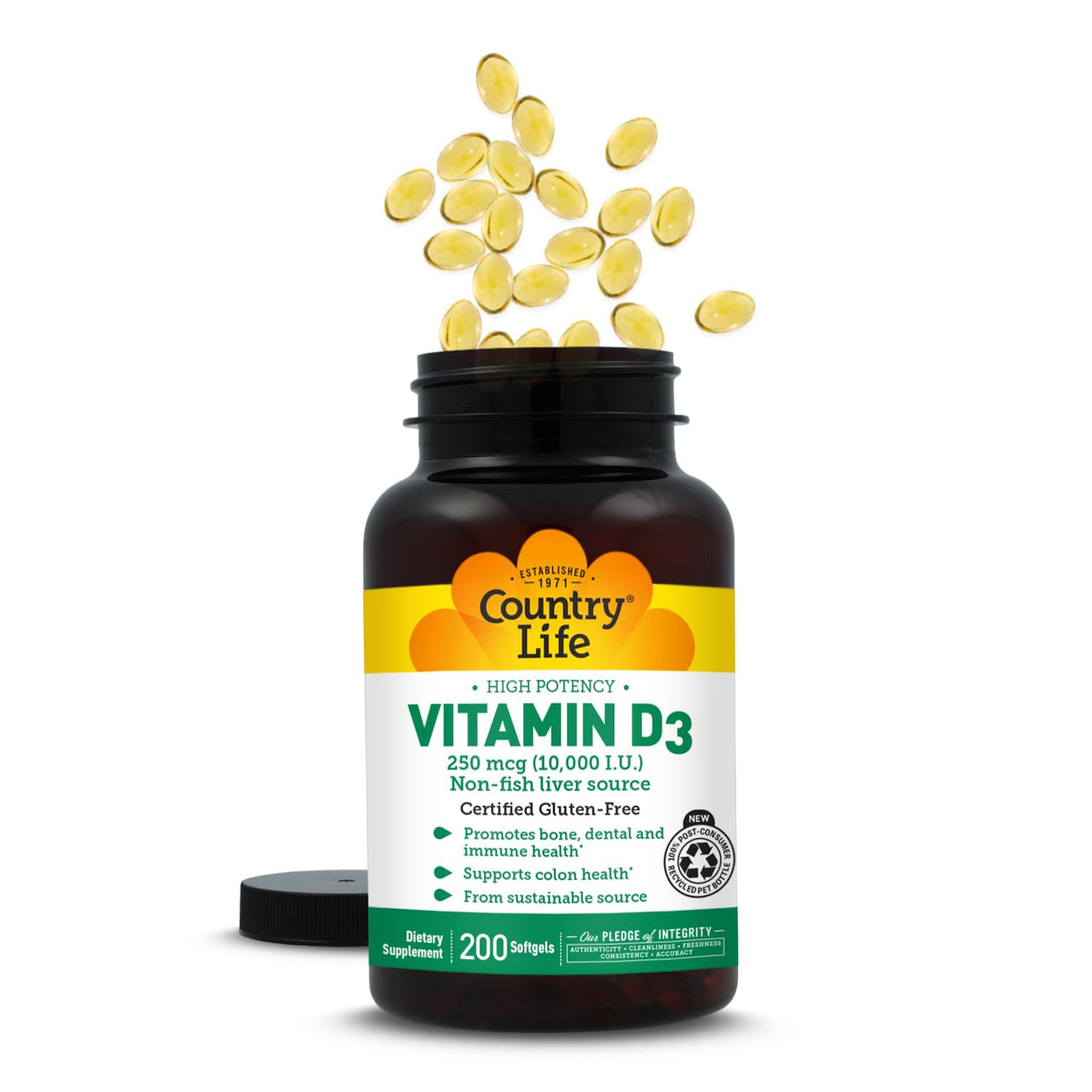 Country Life Vitamin D3 10,000 IU High Potency Non-Fish - 200 Softgels - image 9