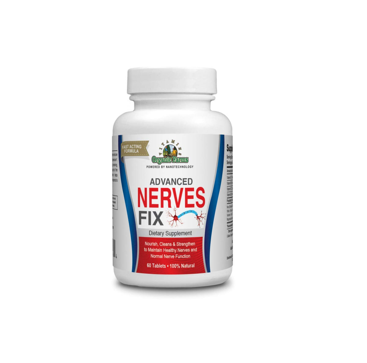 Organic Farms Vitamins Nerves Fix Nervous System Support - 60 Tablets