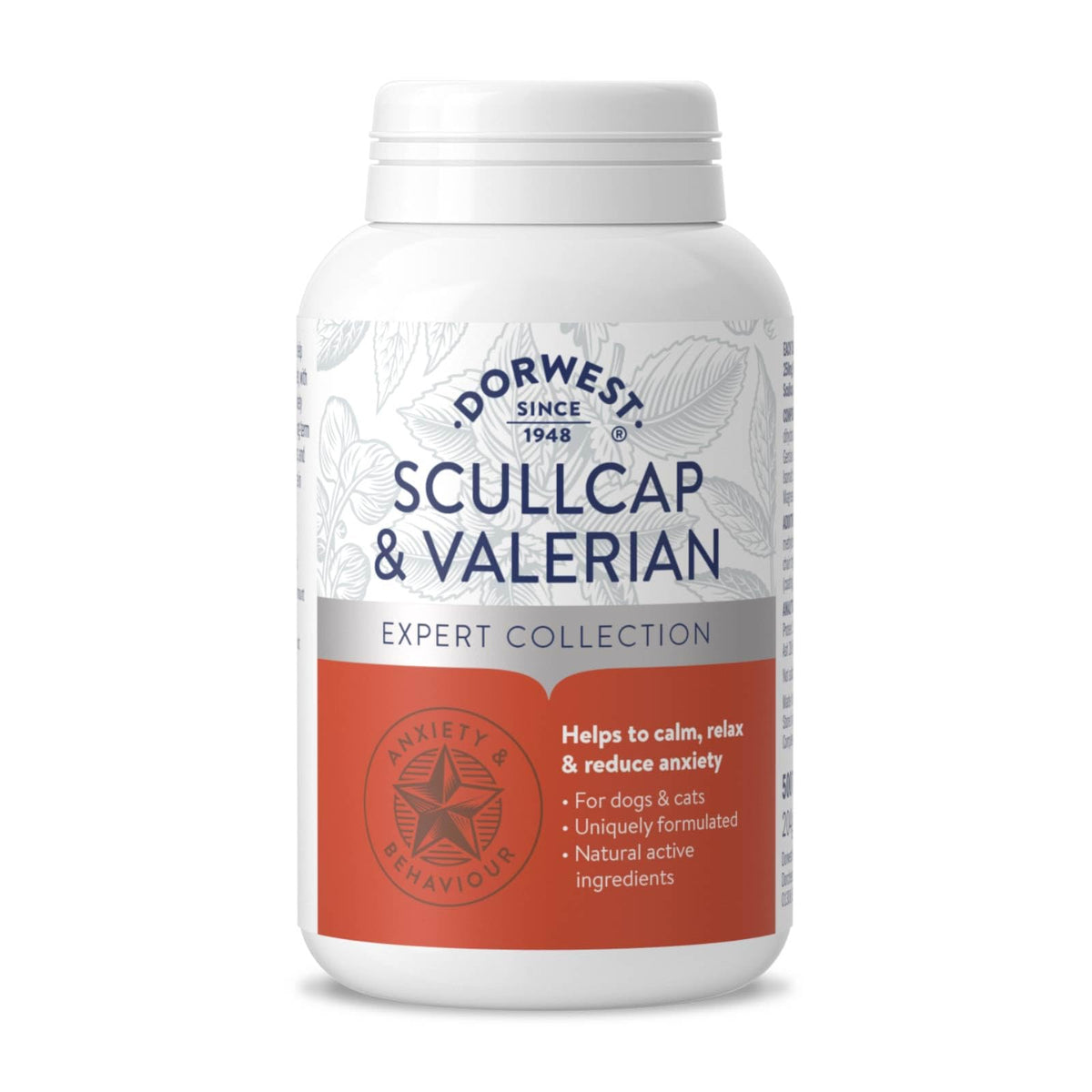 Dorwest Herbs Scullcap and Valerian Tablets for Dogs and Cats - 500 Tablets