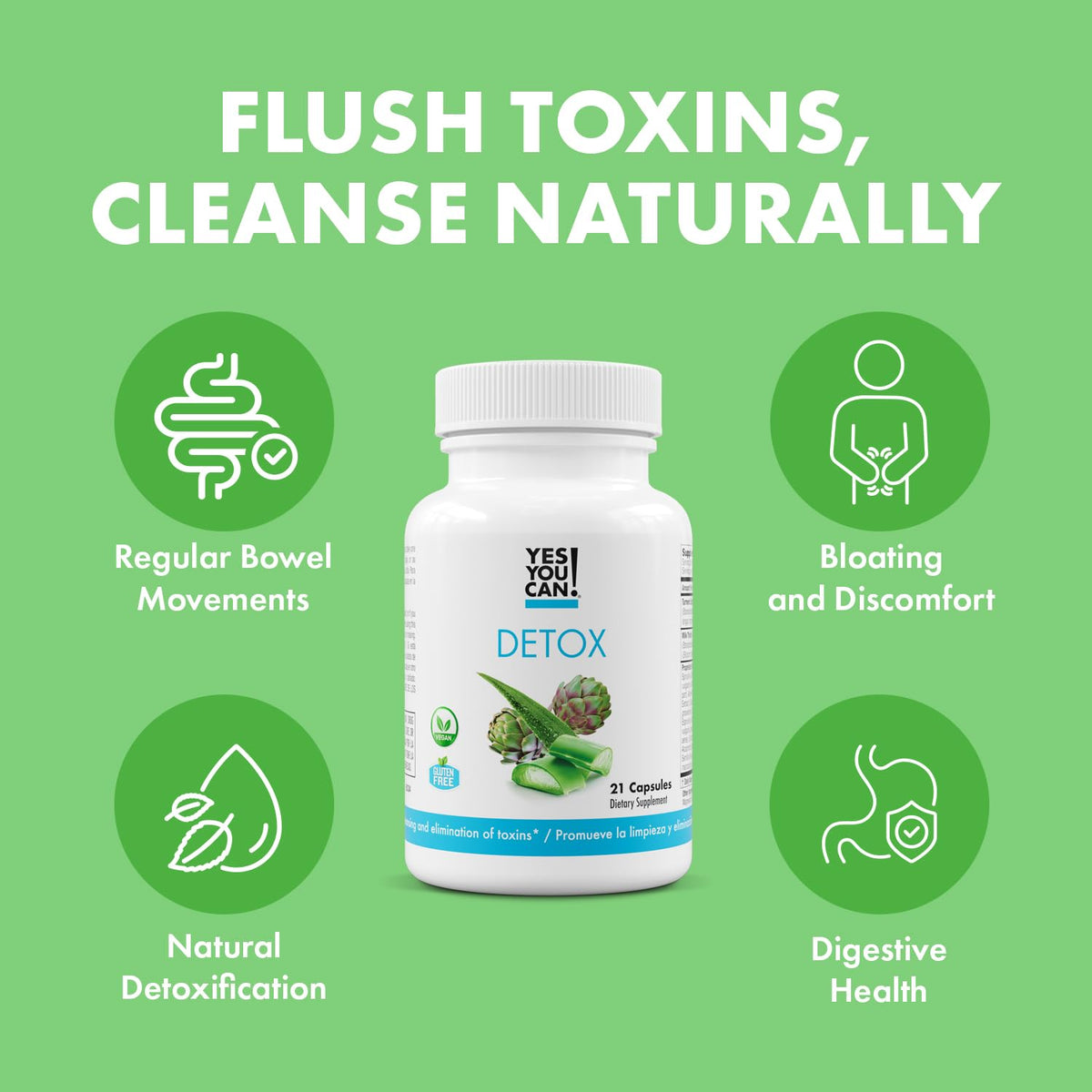 Yes You Can! Natural Detox Pills, Diuretic Cleanse, 21 Capsules