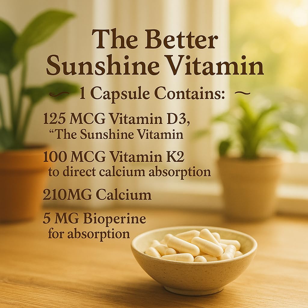 Me First Living Vitamin D3 K2 Supplement for Bone Health - 60 Capsules - image 2