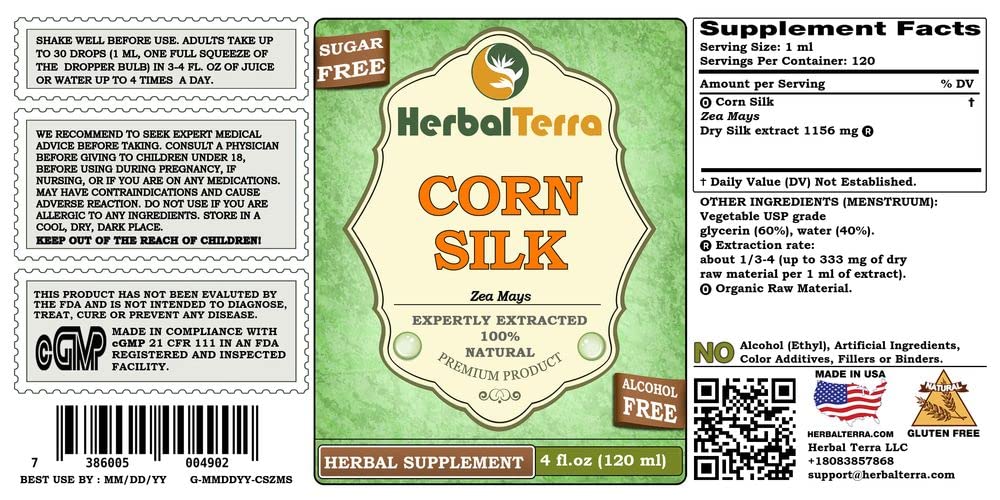 Herbal Terra Corn Silk Glycerite Alcohol-Free Liquid Extract - 4 fl oz - image 2