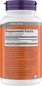 Now Supplements, L-Carnitine 250 mg, Purest Form, Amino Acid, Fitness