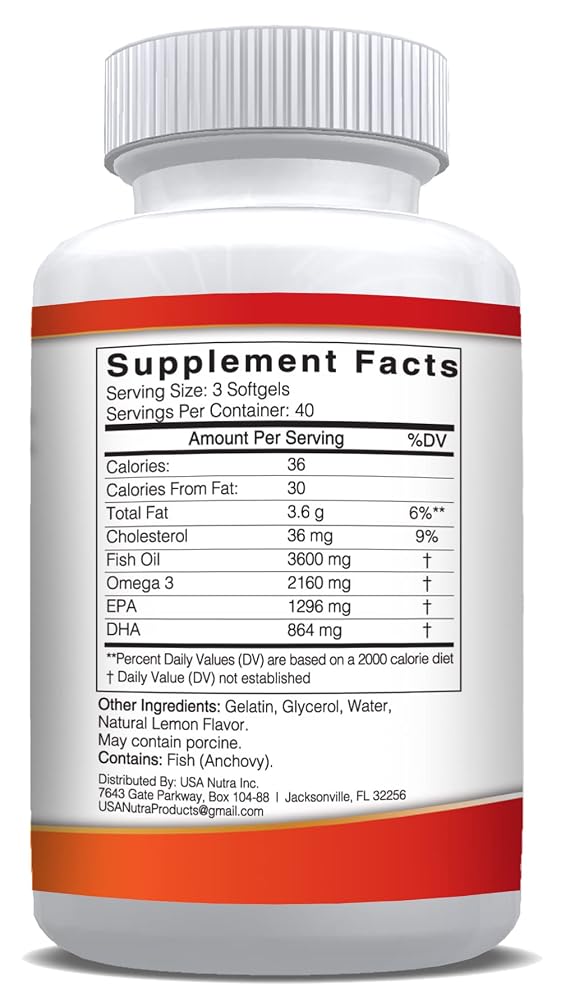 USANUTRA Triple Strength Omega-3 Fish Oil 3600mg - 120 Softgels - image 6