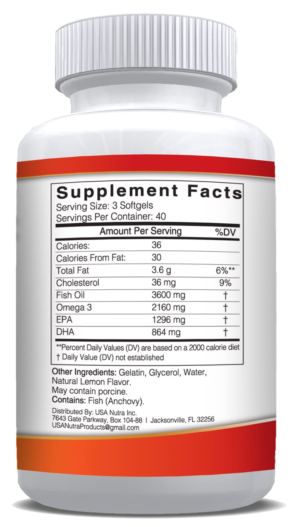 USANUTRA Triple Strength Omega-3 Fish Oil 3600mg - 120 Softgels - image 6