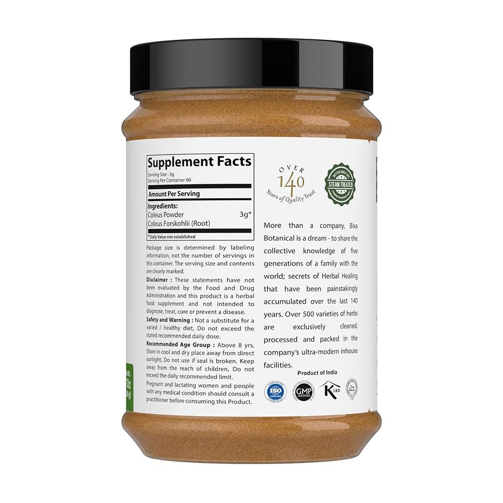 bixa BOTANICAL Coleus Forskohlii Root Powder - 200g - image 6