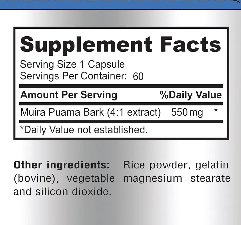 YUMMYVITE Muira Puama 550 mg 4:1 Extract - 60 Capsules - image 7