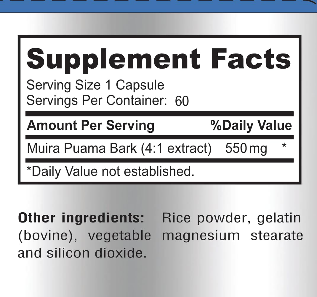 YUMMYVITE Muira Puama 550 mg 4:1 Extract - 60 Capsules - image 7