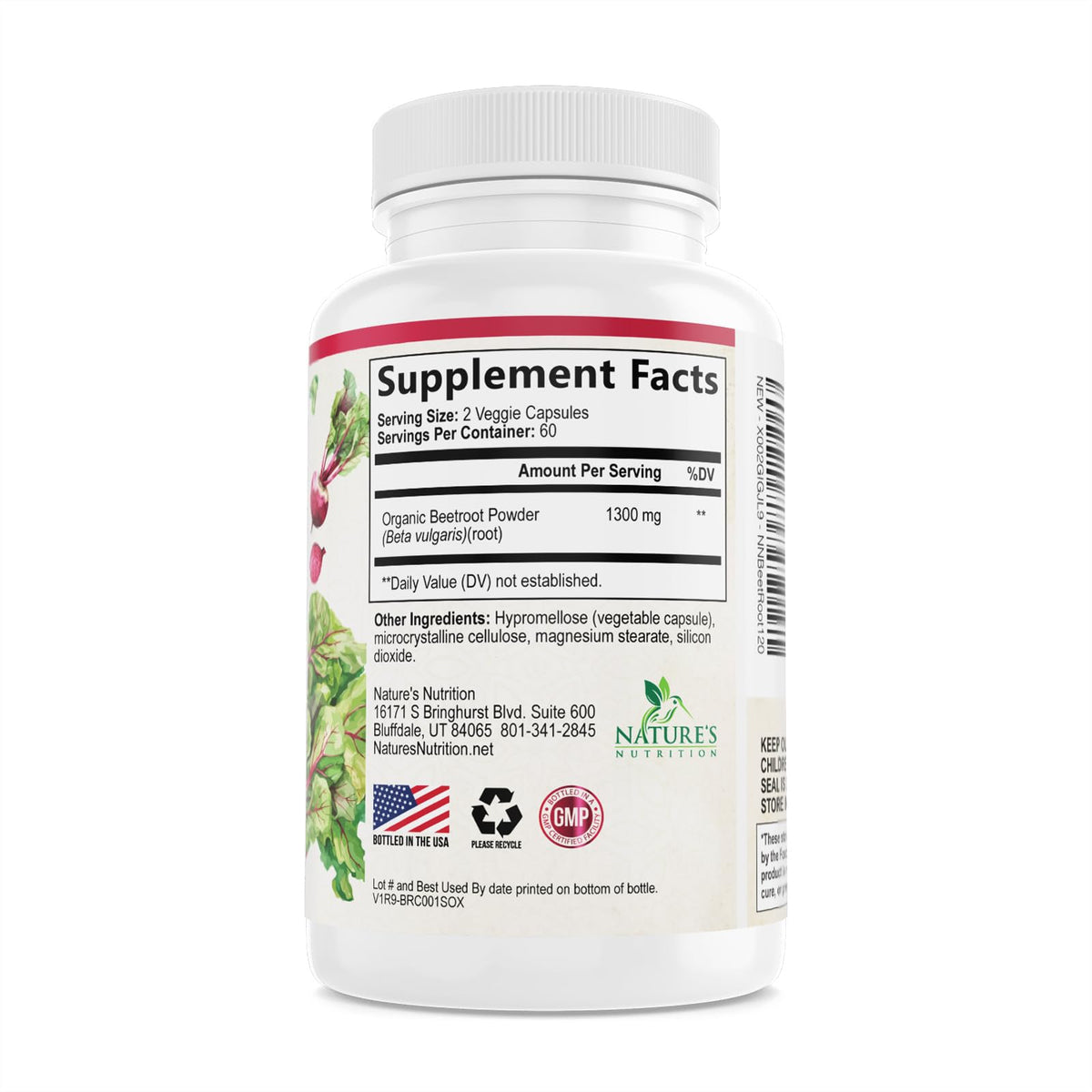 Nature's Nutrition Organic Beet Root Capsules - 1300mg Extra Strength