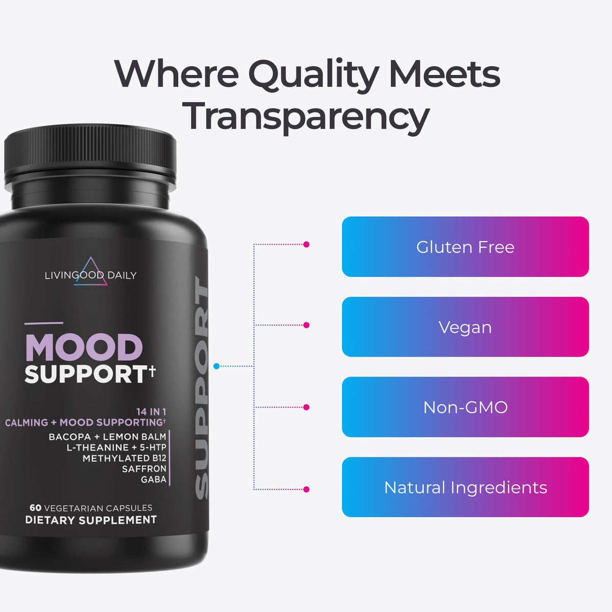 Livingood Daily 14-in-1 Mood Support Supplement - 60 Capsules - image 4