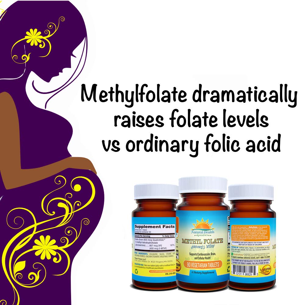 Natural Health Goodies Folate 400 mcg 5-MTHF Methylfolate - 90 Tablets - image 4