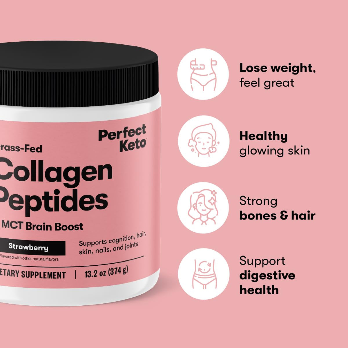 Perfect Keto Collagen Protein Powder with MCT Oil - Grassfed