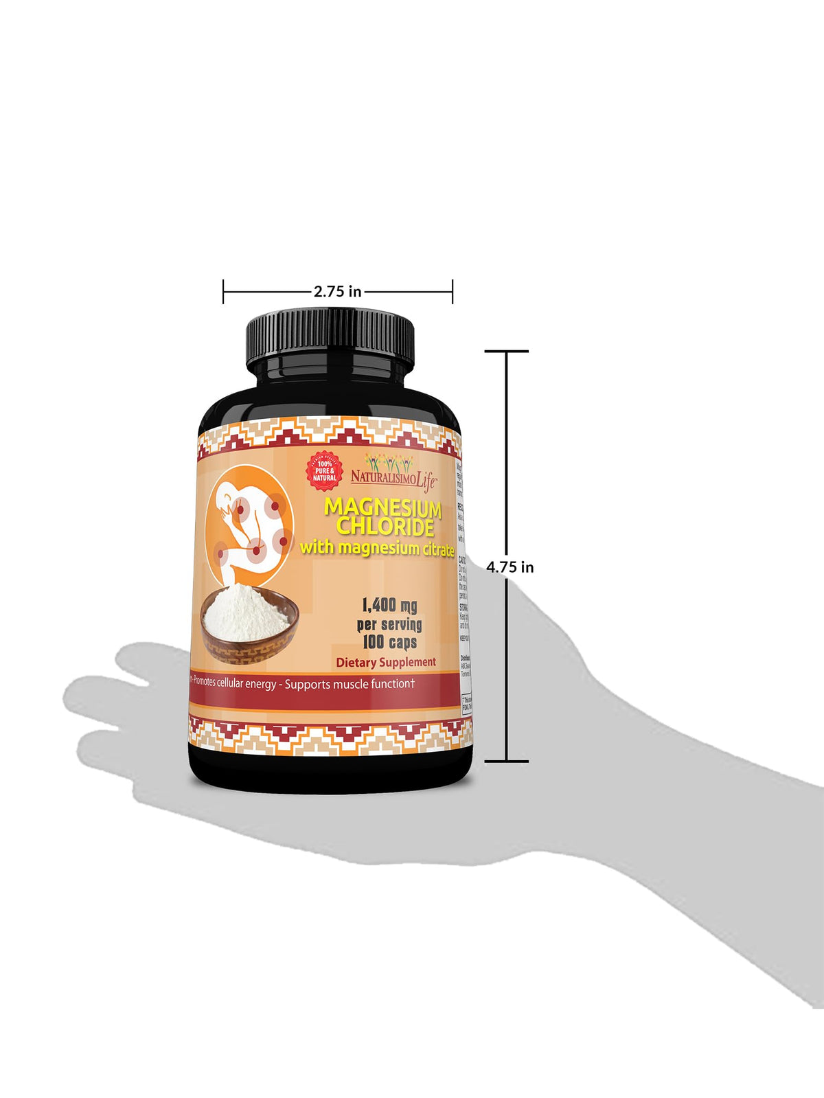 NaturalisimoLife Magnesium Chloride 1400 mg - 100 Capsules - image 3