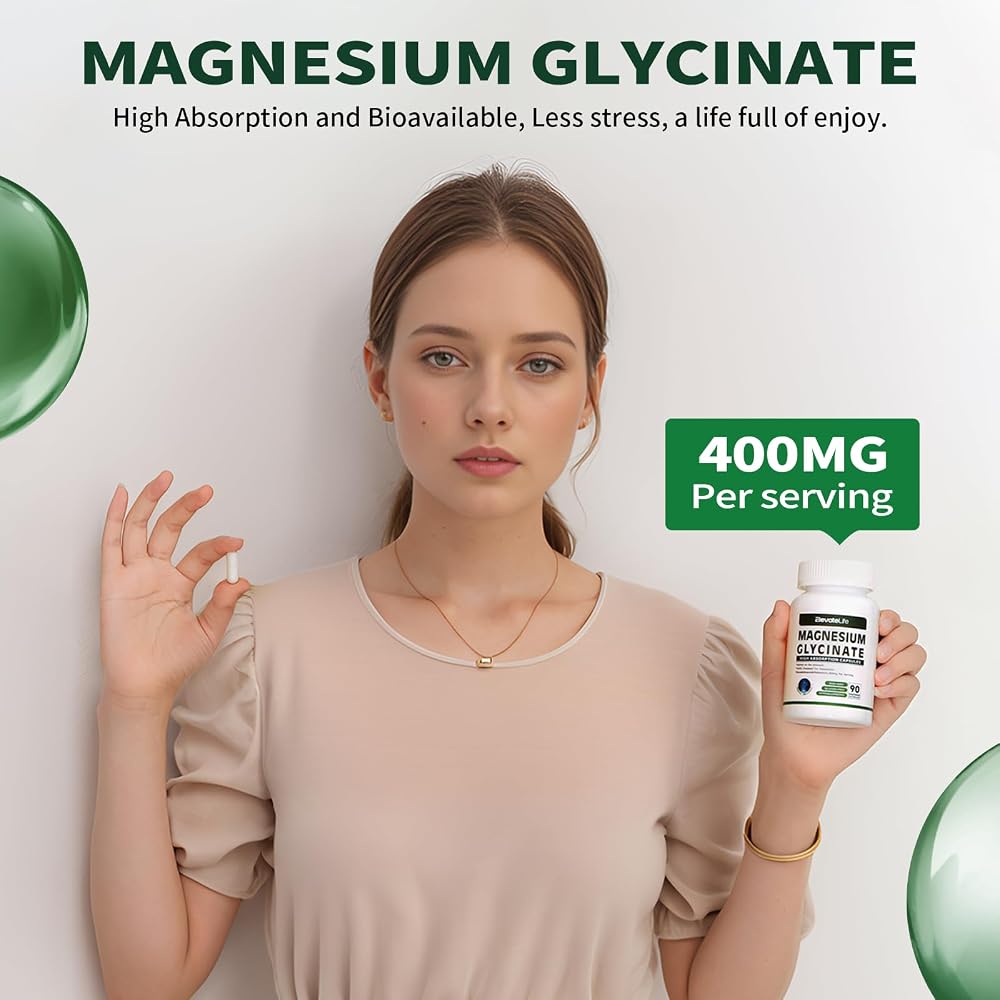 ElevateLife Magnesium Glycinate 400 MG per Serving 100% Chelated