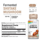 SOLARAY Fermented Shiitake Mushroom 500 mg - 60 Vegetarian Capsules - image 3