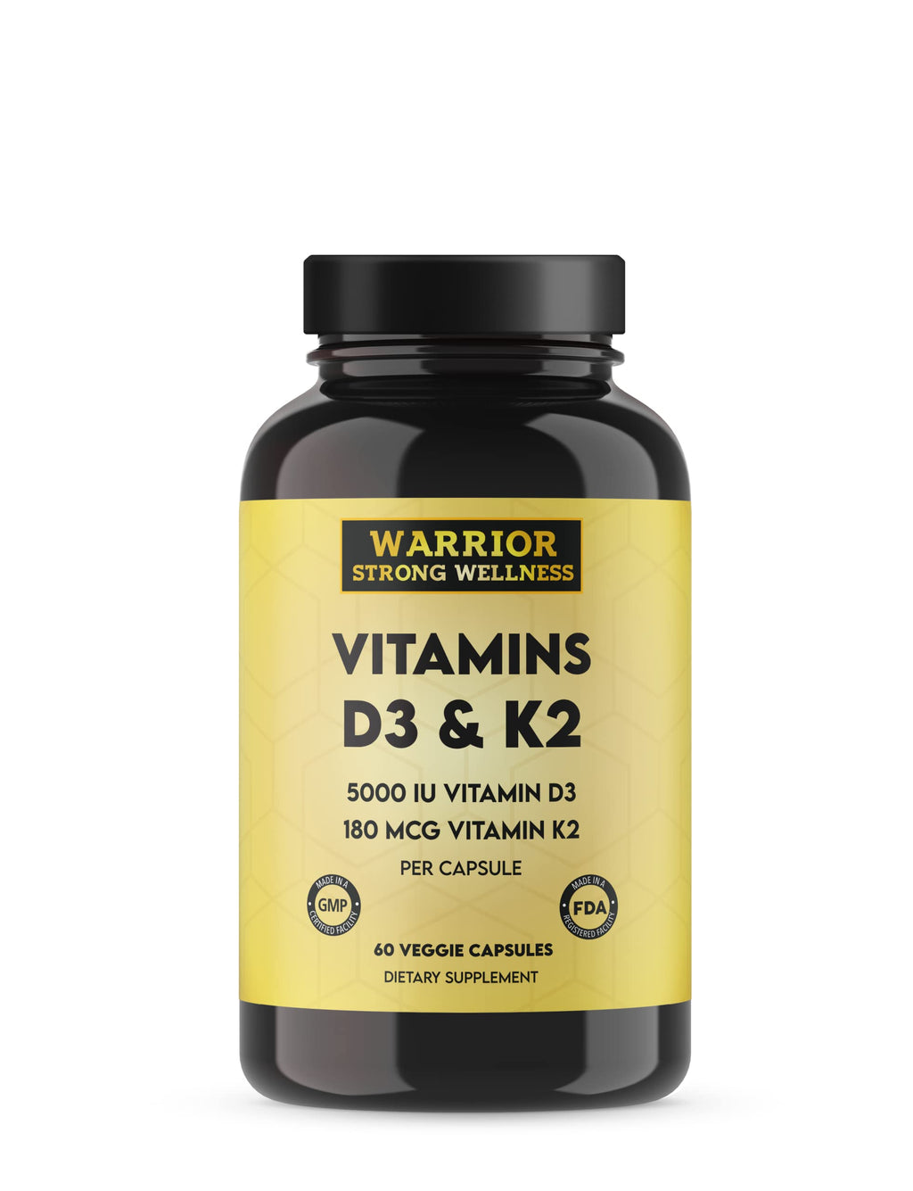 Warrior Strong Wellness Vitamin D3 and K2 Supplement - 60 Capsules